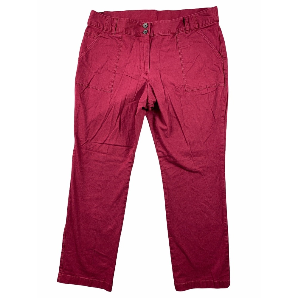 White Stag 16 Average Womens Pants Red Zip Button Pockets Casual Straight‎ Leg